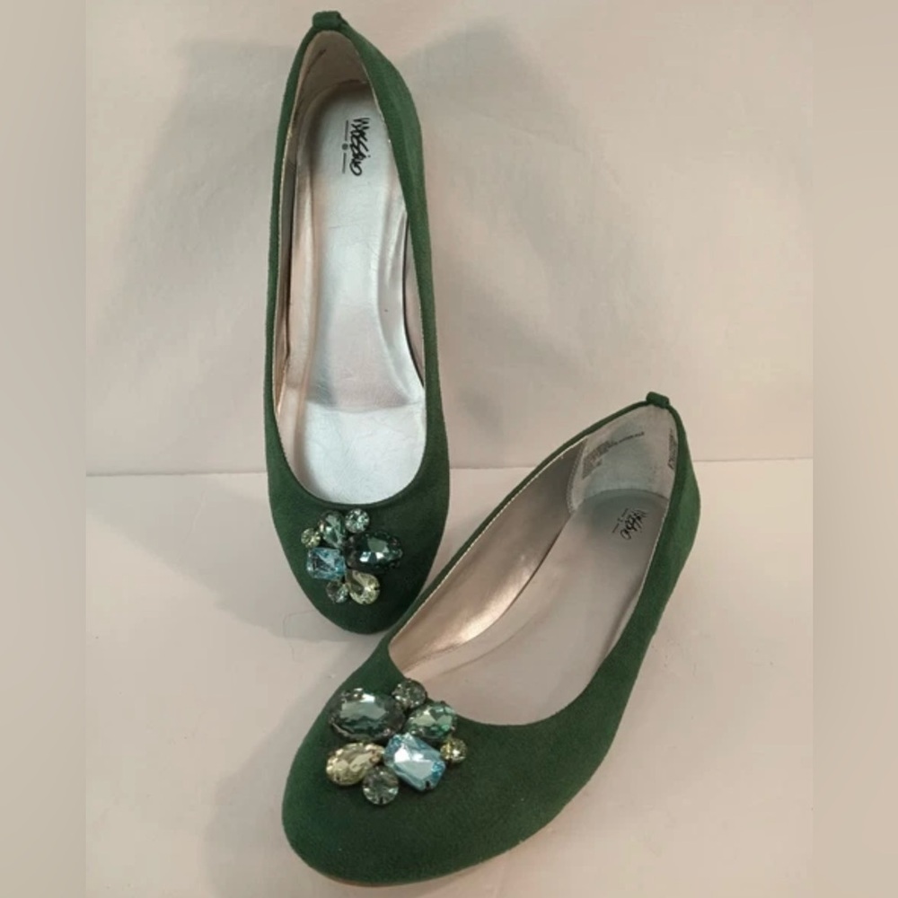 Mossimo Supply Co. Green Flats with Gemstone Detail